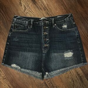 KanCan High Waist Denim Shorts - Dark Blue